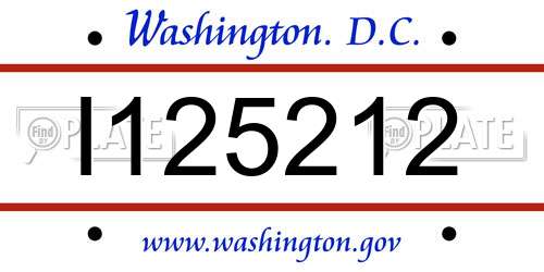I125212 District Of Columbia License Plate