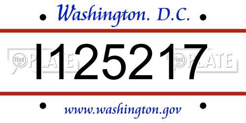 I125217 District Of Columbia License Plate