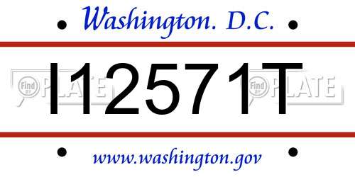 I12571T District Of Columbia License Plate