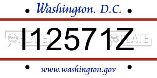 I12571Z District Of Columbia License Plate