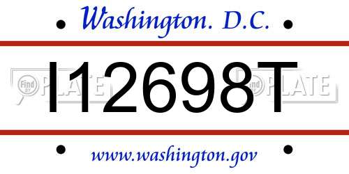 I12698T District Of Columbia License Plate