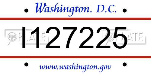 I127225 District Of Columbia License Plate