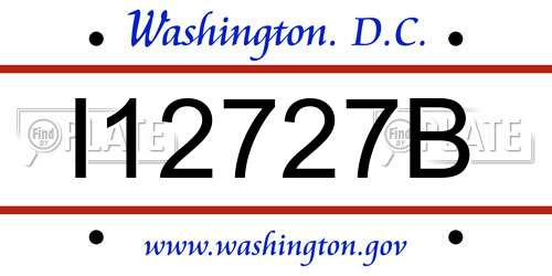 I12727B District Of Columbia License Plate