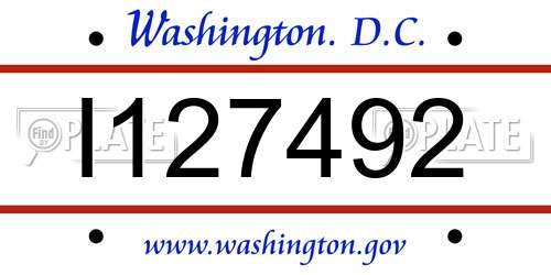 I127492 District Of Columbia License Plate