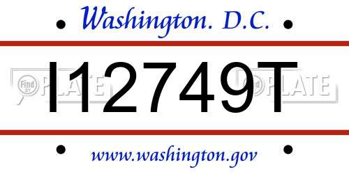 I12749T District Of Columbia License Plate