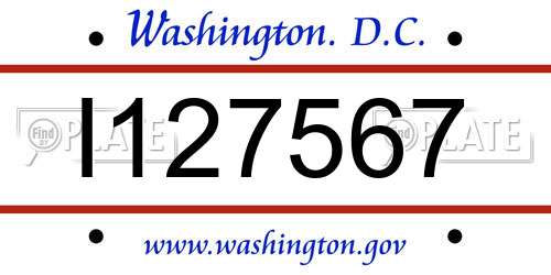 I127567 District Of Columbia License Plate