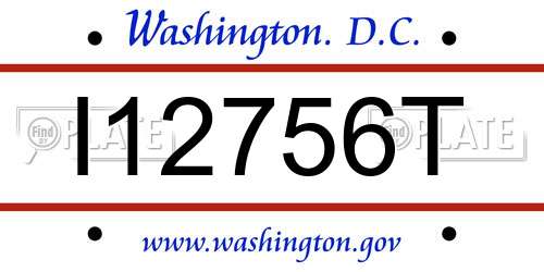 I12756T District Of Columbia License Plate