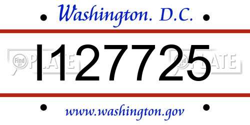 I127725 District Of Columbia License Plate