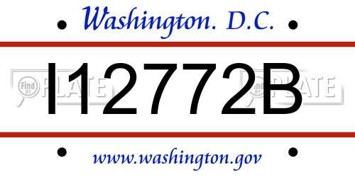 I12772B District Of Columbia License Plate