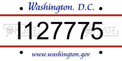 I127775 District Of Columbia License Plate