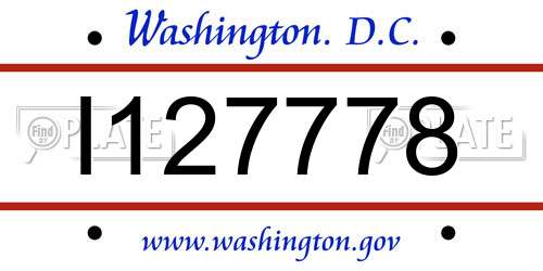 I127778 District Of Columbia License Plate