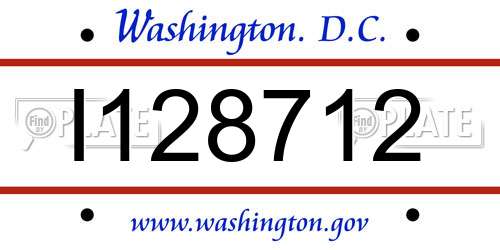 I128712 District Of Columbia License Plate