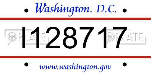 I128717 District Of Columbia License Plate