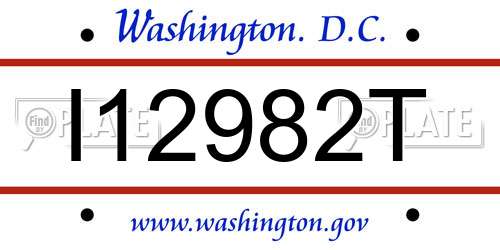 I12982T District Of Columbia License Plate