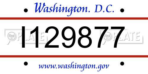 I129877 District Of Columbia License Plate