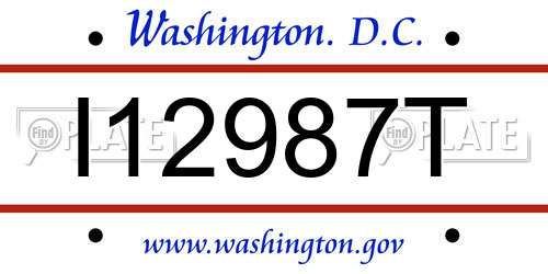 I12987T District Of Columbia License Plate
