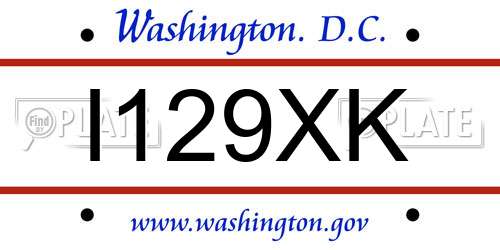 I129XK District Of Columbia License Plate