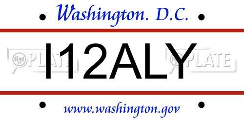 I12ALY District Of Columbia License Plate