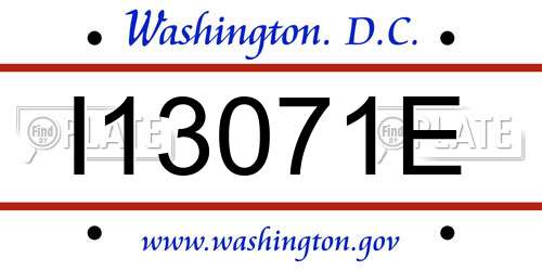 I13071E District Of Columbia License Plate