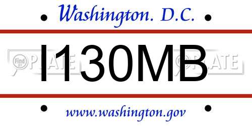 I130MB District Of Columbia License Plate