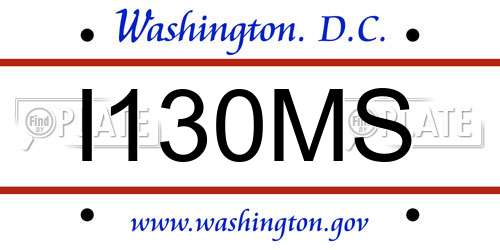 I130MS District Of Columbia License Plate