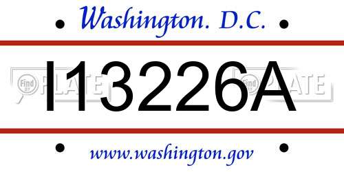 I13226A District Of Columbia License Plate