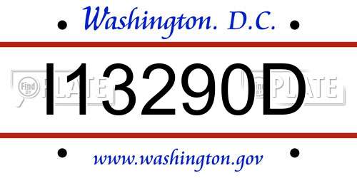 I13290D District Of Columbia License Plate
