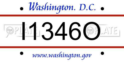 I1346O District Of Columbia License Plate