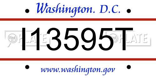 I13595T District Of Columbia License Plate