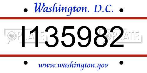 I135982 District Of Columbia License Plate