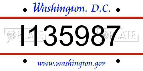 I135987 District Of Columbia License Plate