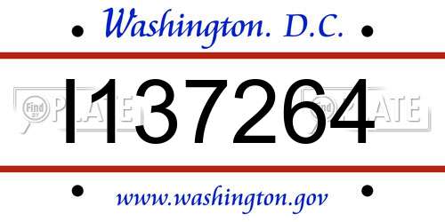 I137264 District Of Columbia License Plate