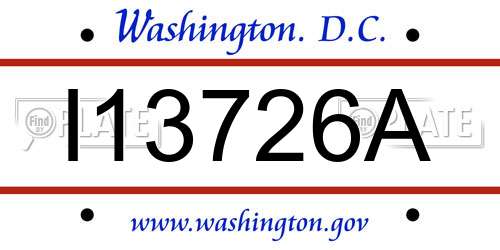 I13726A District Of Columbia License Plate
