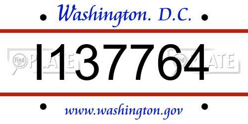 I137764 District Of Columbia License Plate