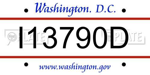 I13790D District Of Columbia License Plate