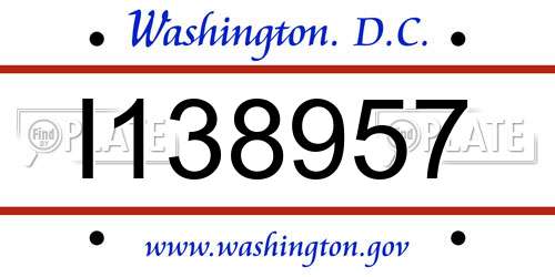 I138957 District Of Columbia License Plate