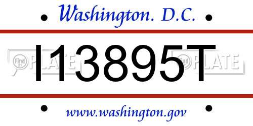 I13895T District Of Columbia License Plate