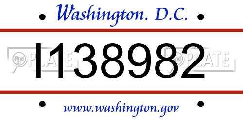 I138982 District Of Columbia License Plate