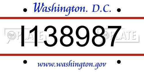 I138987 District Of Columbia License Plate