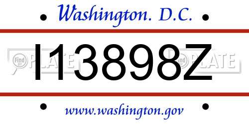 I13898Z District Of Columbia License Plate