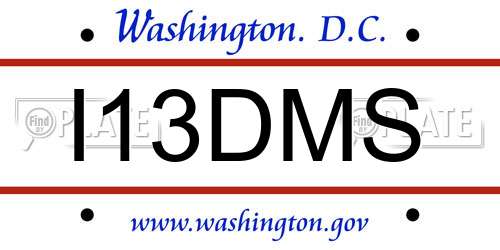 I13DMS District Of Columbia License Plate