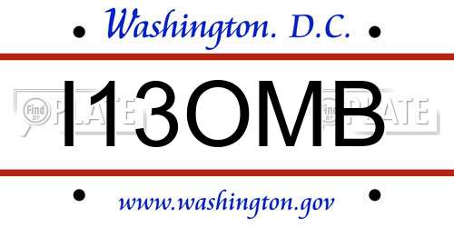 I13OMB District Of Columbia License Plate