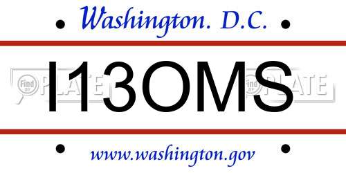 I13OMS District Of Columbia License Plate