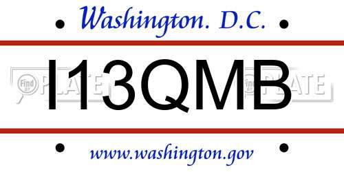 I13QMB District Of Columbia License Plate