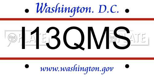 I13QMS District Of Columbia License Plate