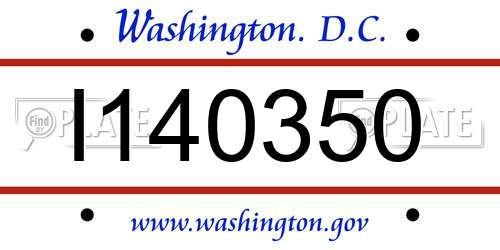 I140350 District Of Columbia License Plate