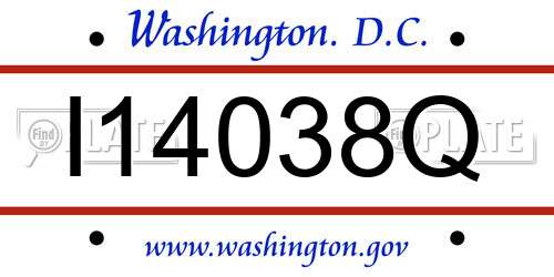 I14038Q District Of Columbia License Plate