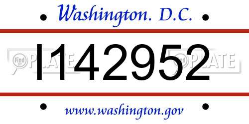 I142952 District Of Columbia License Plate