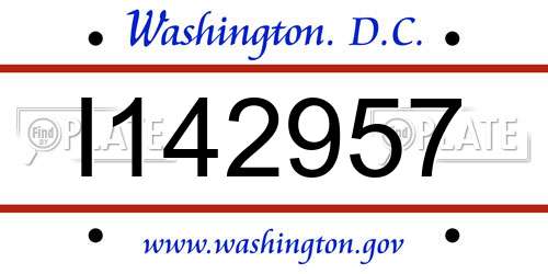 I142957 District Of Columbia License Plate