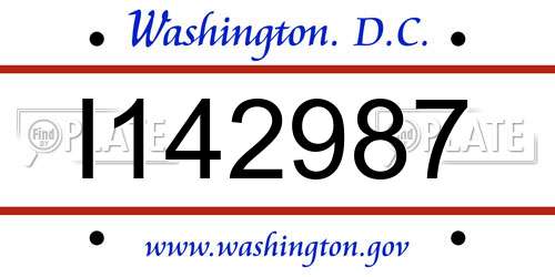 I142987 District Of Columbia License Plate